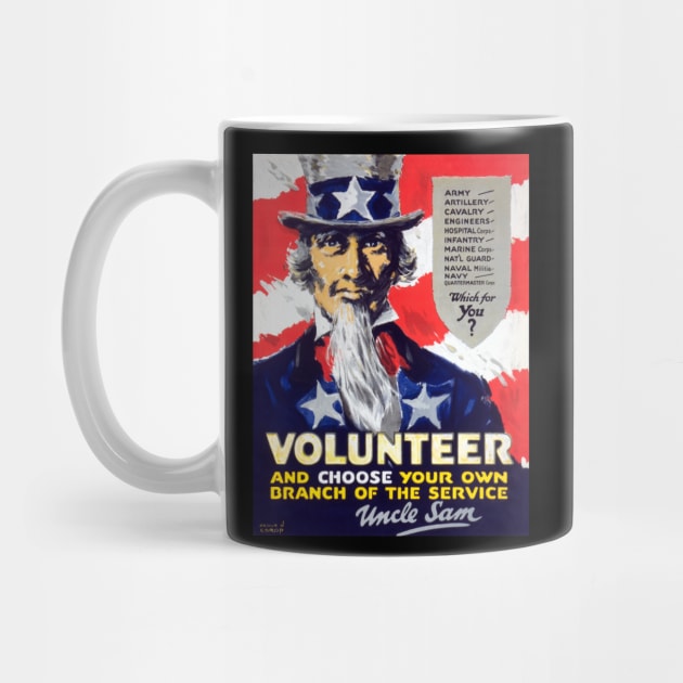 WWI Volunteer For Service Advertisement With Uncle Sam Restored Print by vintageposterco